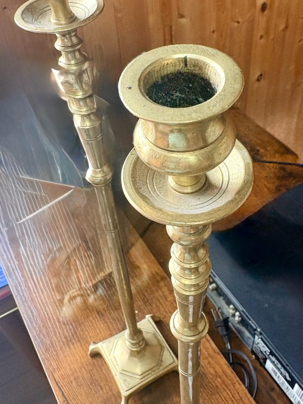 vintage tall brass candlesticks pair 18” Neoclassical Baluster Clawfoot Base